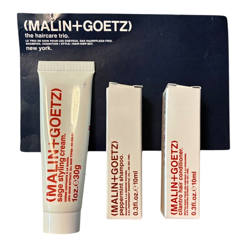 Malin + Goetz Haircare Trio Set Peppermint Shampoo Cilantro Conditioner Sage New